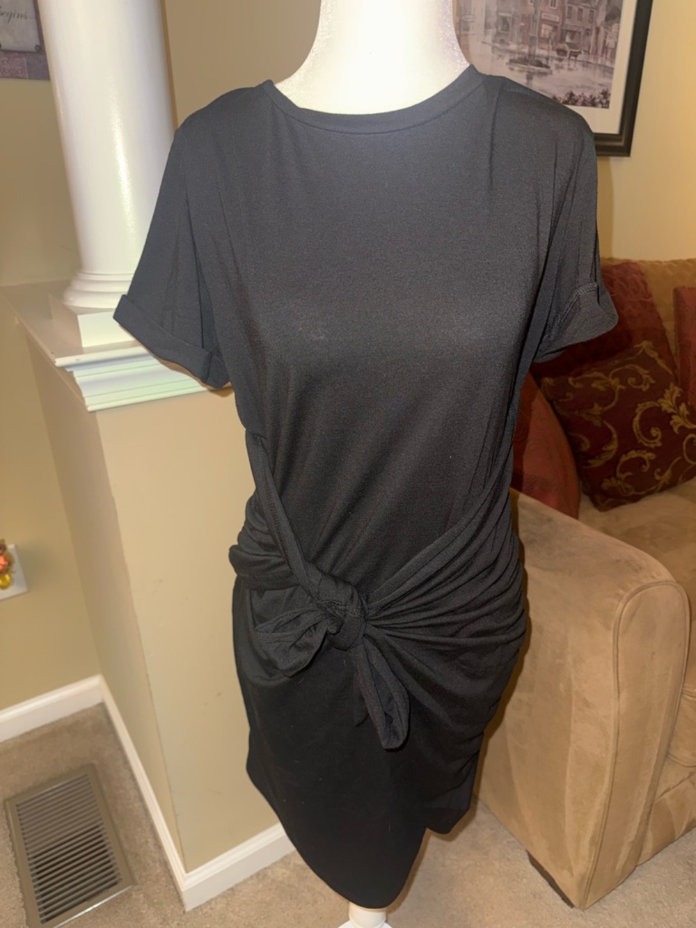 NWT Black Knot-Front T-Shirt Dress